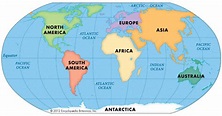 Map Of Seven Continents And Oceans - Free Printable Maps
