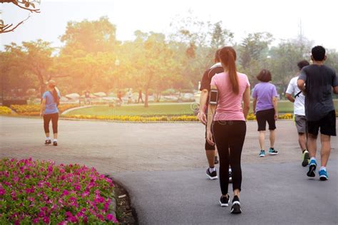 Group Of People Exercise Walking In The Park Editorial Stock Photo