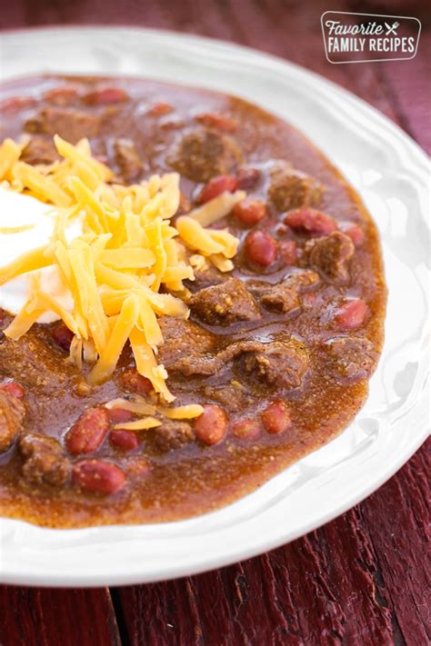 The first time i had texas chili was, shockingly, down in texas. Texas Chili with Big Tender Beef Slices | Favorite Family Recipes