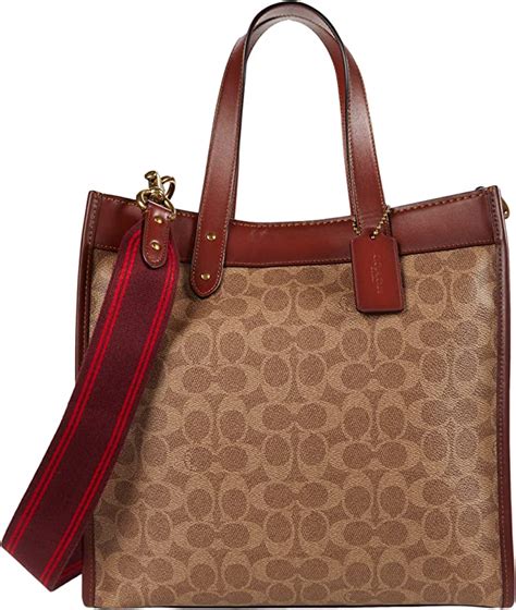 Coach Signature Carriage Coated Canvas Field Tote Tanbrown