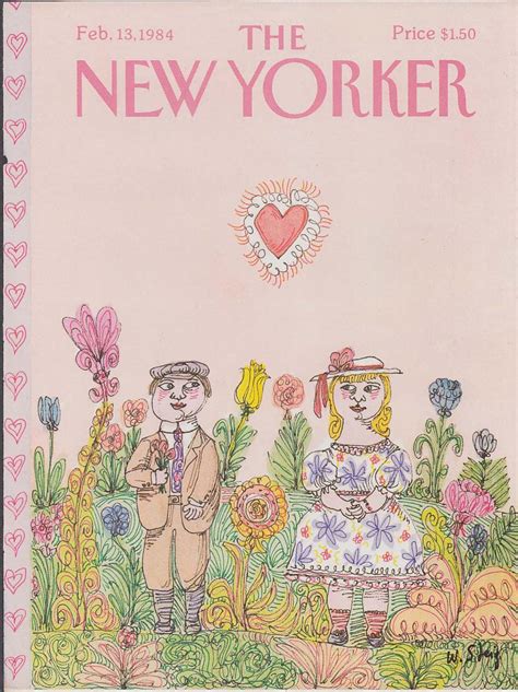 New Yorker Cover 213 1984 William Steig Boy And Girl In Flower Garden