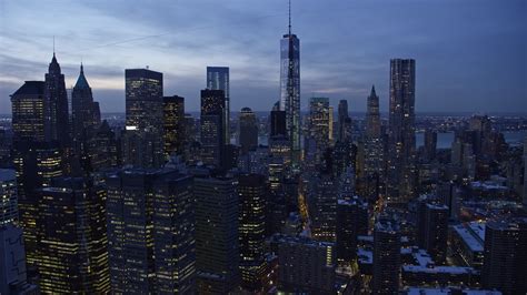 48k Stock Footage Aerial Video Of Lower Manhattan Skyscrapers In