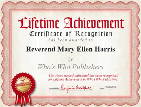 Harris Mary 1026267 Whos Who Lifetime Achievement