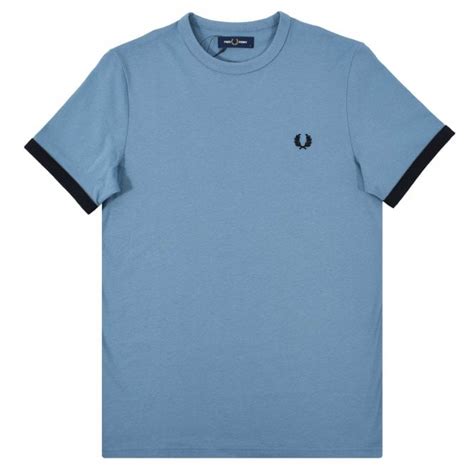 M3519 Ringer T Shirt Ash Blue Mens Clothing From Attic Clothing Uk