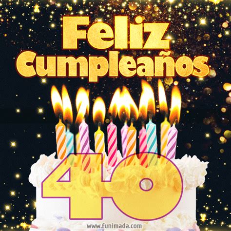 Tarjeta De Cumpleaños Feliz De 40 Años Con Torta Y Velas 
