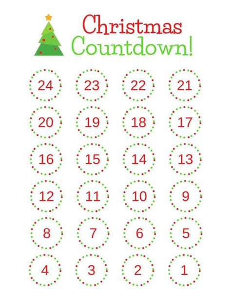 Christmas Countdown Calendar 2021 Free Printable Printable Form