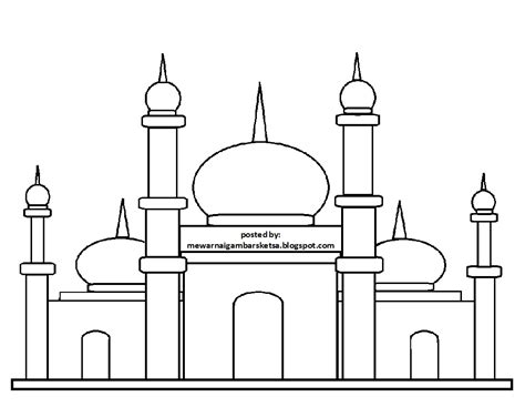 Gambar Mewarnai Masjid Dan Pemandangan Kasturir