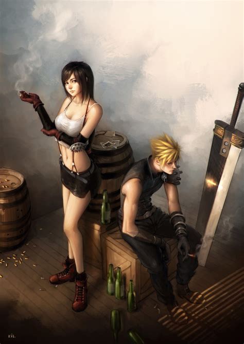 Tifa Lockhart And Cloud Strife Final Fantasy And 1 More Drawn By Kit
