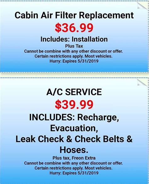 Cabin Air Filter And Ac Service Coupons It Is That Time To Beat The