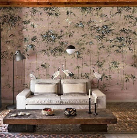 Coordonne Garzas Rose Behang Met Kraanvogels Chinoiserie Luxury By Nature