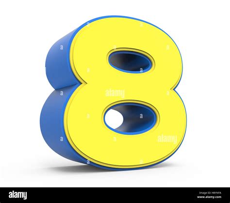 3d Rendering Cute Yellow Number 8 Isolated White Background Toylike