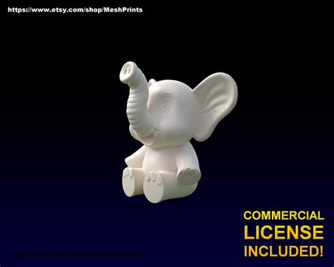Cute Baby Elephant Stl File Download Etsy