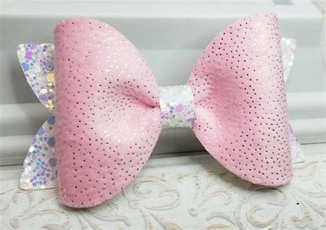 Inch Fuzzy Pink Pinch Bow Small Pink Hairbow Sparkly Etsy