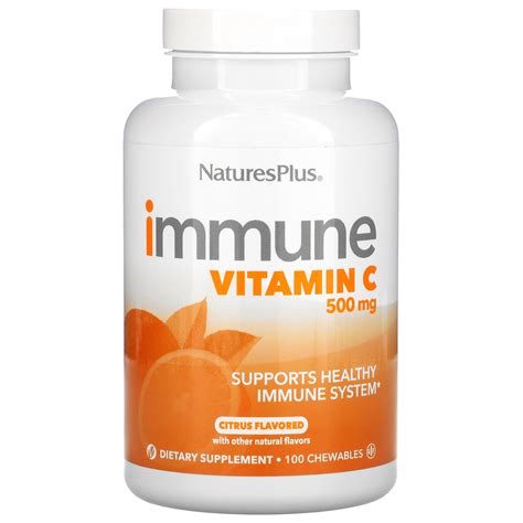 Immune Vitamin C Citrus Flavored 500 Mg 100 Chewables Natures Plus