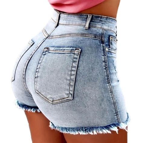 Minetom Shorts En Jean Femme Taille Haute Tassel Lourlet Sexy Moulant
