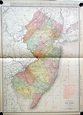 State of New Jersey 1912 Rand McNally color Map with Railroads