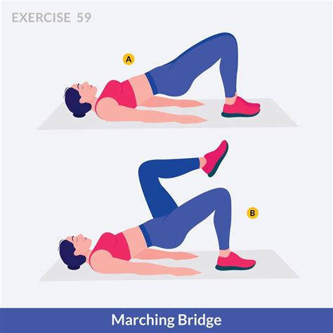 Marching Bridge Exercise Woman Workout Fitness Aerobic And Exercises 10978441 Vector Art At