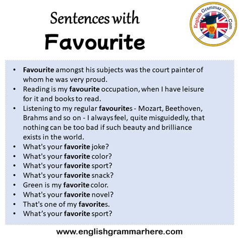 Sentences With Favourite Favourite In A Sentence In English Sentences