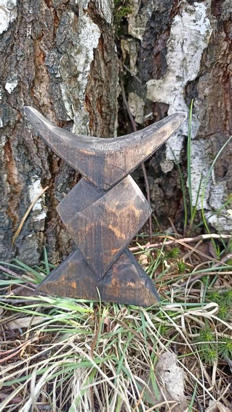 Wooden Celtic Idol Cernunnos Horned Black Idol Druid God Etsy