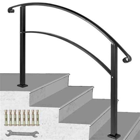 Vevor 4 Step Adjustable Handrail Fits 1 Or 4 Steps Matte Black Stair