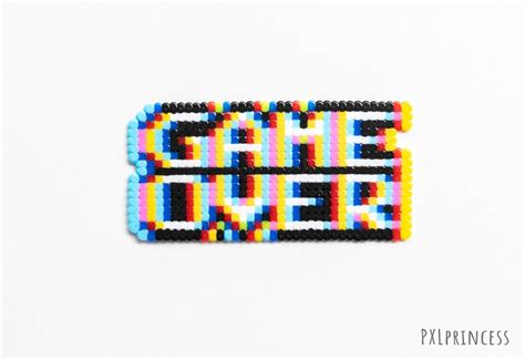 Game Over Press Start Nerd Perler Hama Beads Keychain 3D 8 Bit Etsy