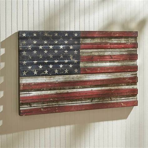 36 Inch Wooden American Flag Wall Art Primitive Americana Patriotic