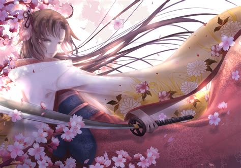Brown Eyes Brown Hair Cherry Blossoms Fategrand Order Fate Series