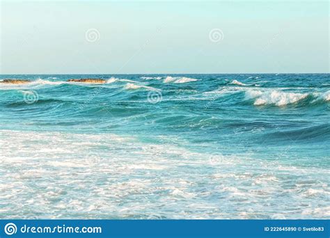 The Coast Of The Mediterranean Sea The Waves The Horizon Stock Photo