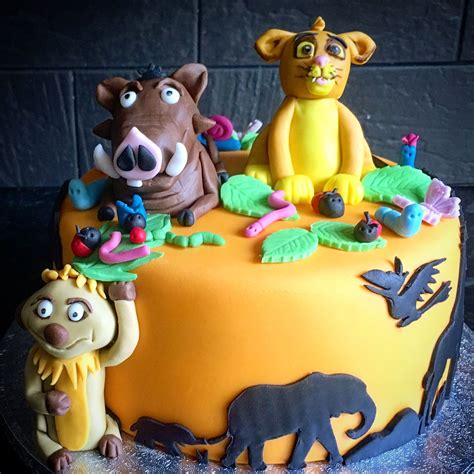 Lion King Themed Birthday Cake With Simba Timon And Pumba Themed