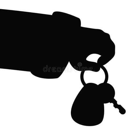 Silhouette Of Hand Delivering The Keys Over White Background Vector