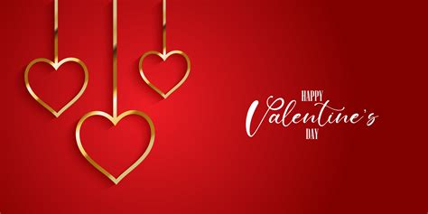 Valentines Day Banner With Gold Hearts 692610 Vector Art At Vecteezy
