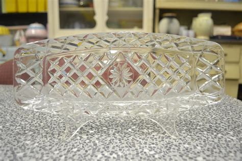Vintage Antique Glassware Serving Tray Dish Glass Cake Dish Haute Juice