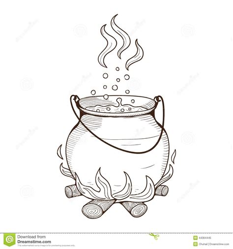Witch Kettle With Potion Free Halloween Coloring Pages Witch