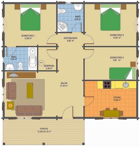 Planos De Casas Modernas De 3 Dormitorios Y 2 Baños