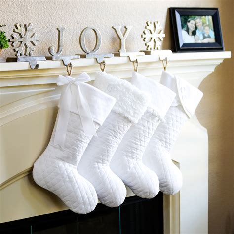 White Christmas Stocking White Holly Print Stocking Style Etsy