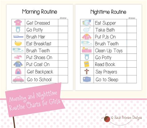 Instant Download Printable Morning And Nighttime Routine To Do Chore
