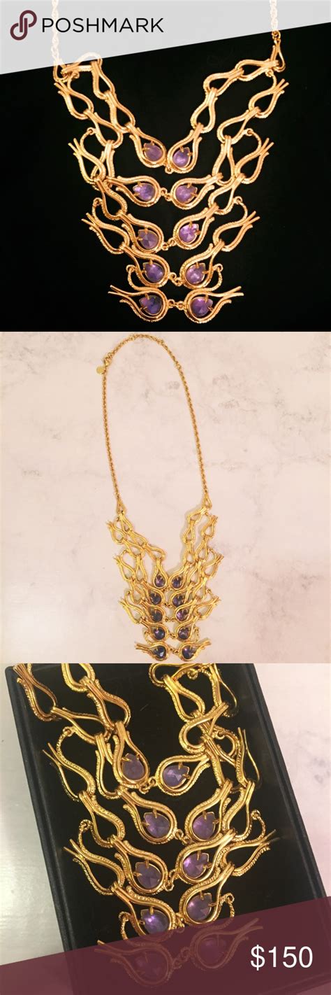 💜 Stunning Alexis Bittar Gold Necklace 💜 Purple Gemstone Necklace
