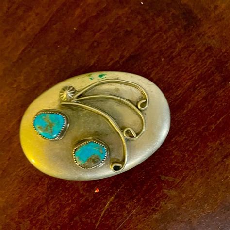 Accessories Vintage Sterling Silver And Turquoise Belt Buckle Poshmark