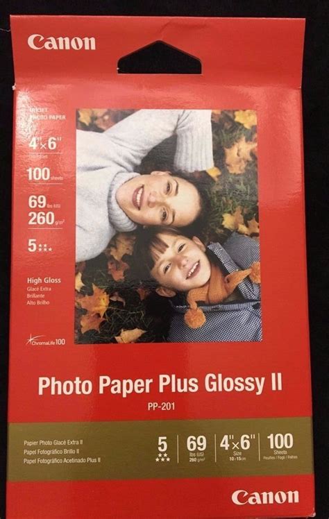 Canon Photo Paper Glossy Plus Ii Pp201 4x6 Inches 100 Sheets 69lbs New