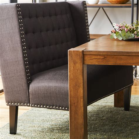 Aline Upholstered Banquette Bench In Charcoal Wayfair