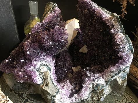 Large Amethyst And Calcite Cave Big Crystal Cluster Large Amethyst