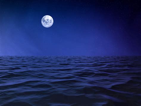 Moon Over The Ocean Nightscape Image Free Stock Photo Public Domain