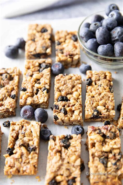 Healthy Homemade Blueberry Granola Bars Vegan Gf Beaming Baker