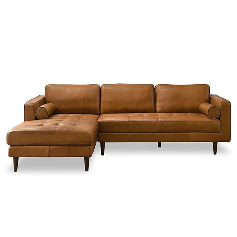 Mid Century Modern Elsner Tan Sectional Sofa Left Facing Ash9944