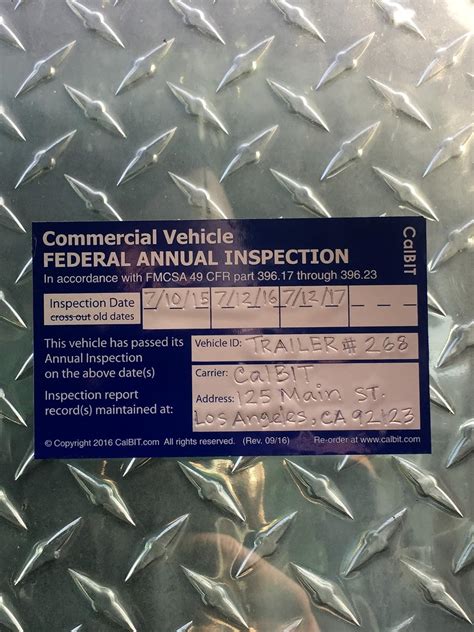 Fmcsa Annual Vehicle Inspection Label Placement Pensandpieces