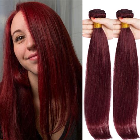 Wine Red Burgundy 99j Virgin Human Hair Extensions Weave 3 Bundles