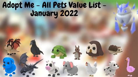 Adopt Me All Pets Value List January 2022 Youtube