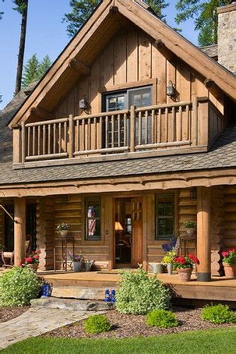 Modern Log Cabin With Authentic Look Log Homes House With Balcony