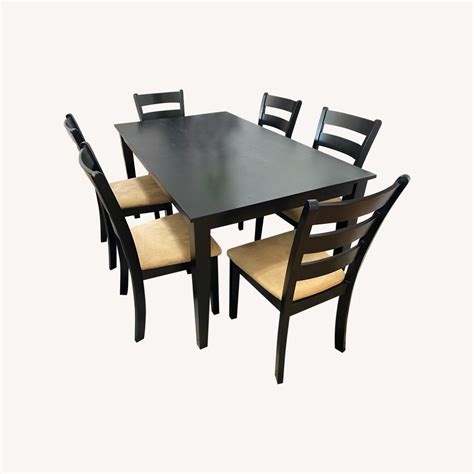 Rectangle Black Dining Table Set Aptdeco