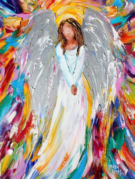 Angel Painting Guardian Spirit Art Original Oil On Canvas Palette